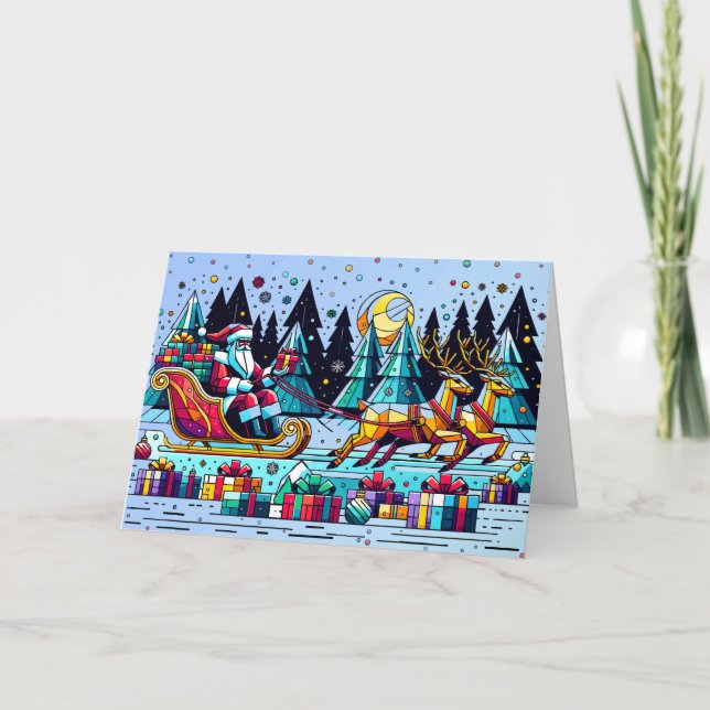 Santa with Christmas Presents Card (Front)