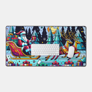 Santa with Christmas Presents Desk Mat