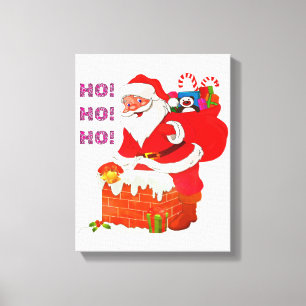 SANTA WITH CHRISTMAS PRESENTS, HO! HO! HO! CANVAS PRINT