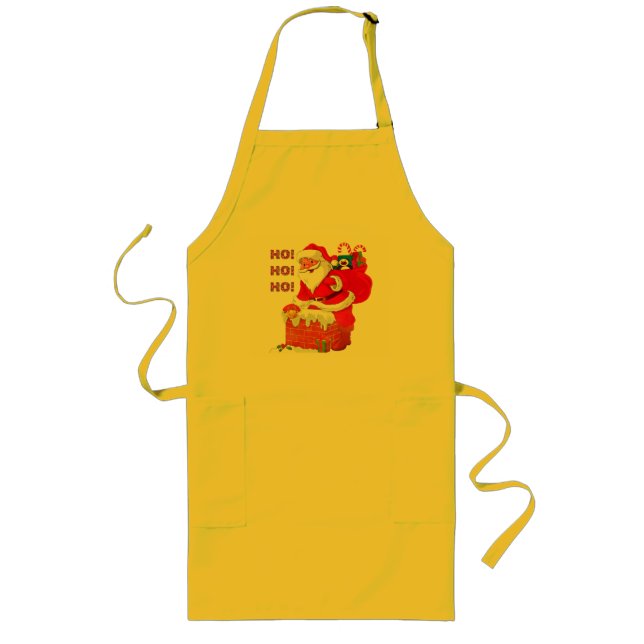 SANTA WITH CHRISTMAS PRESENTS, HO! HO! HO! LONG APRON (Front)