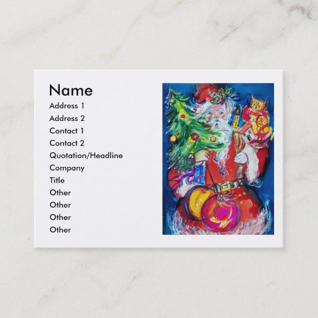 SANTA WITH CHRISTMAS TREE AND GIFTS BUSINESS CARD (Front)