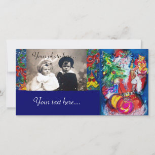 SANTA WITH CHRISTMAS TREE AND GIFTS HOLIDAY CARD