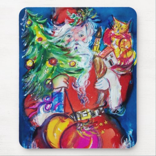 SANTA WITH CHRISTMAS TREE AND GIFTS MOUSE PAD