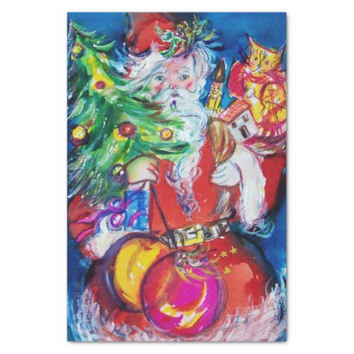 SANTA WITH CHRISTMAS TREE AND GIFTS TISSUE PAPER
