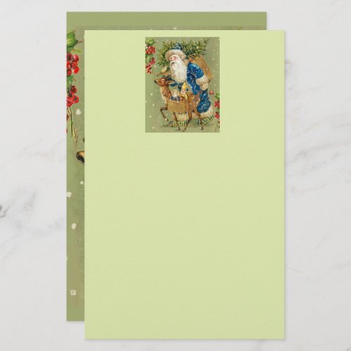 SANTA WITH DEER AND CHRISTMAS GIFTS IN WINTER SNOW STATIONERY