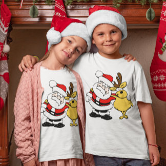 Santa With Deer Best Friends Kids T-Shirt
