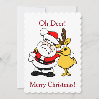 Santa With Deer Flat Card