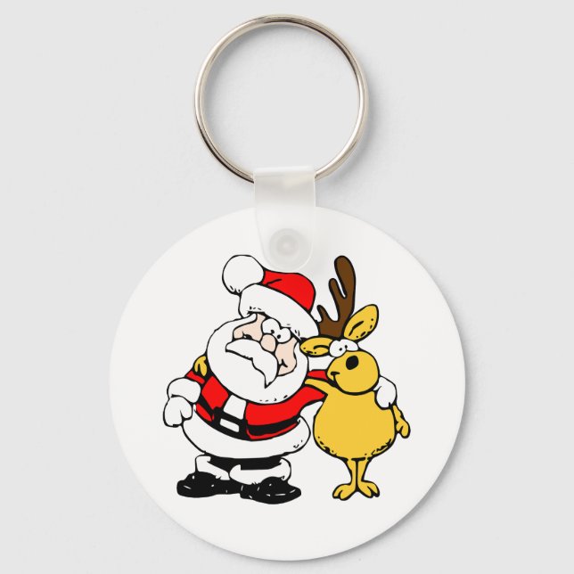 Santa With Deer Keychain (Front)