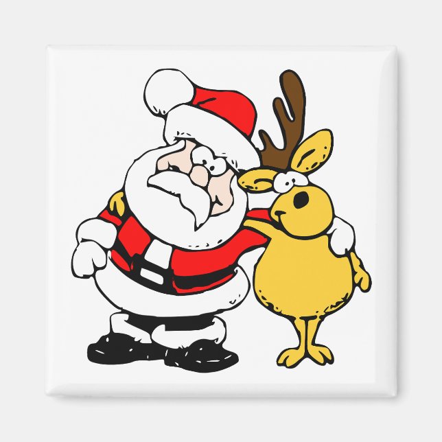 Santa With Deer Magnet (Front)