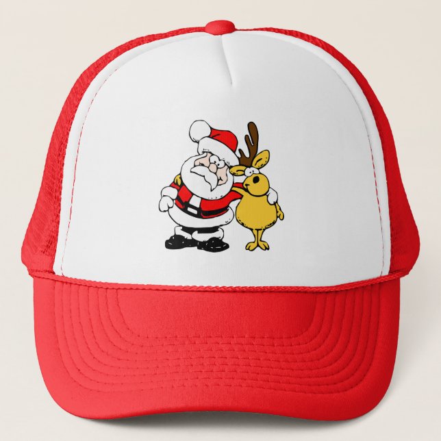 Santa With Deer Trucker Hat (Front)