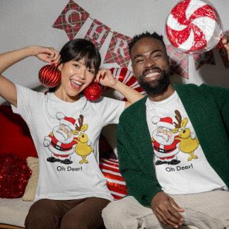 Santa With Deer Unisex T-Shirt