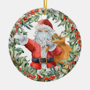 Santa With Face Mask 2020 A Year To Remember Ceramic Ornament