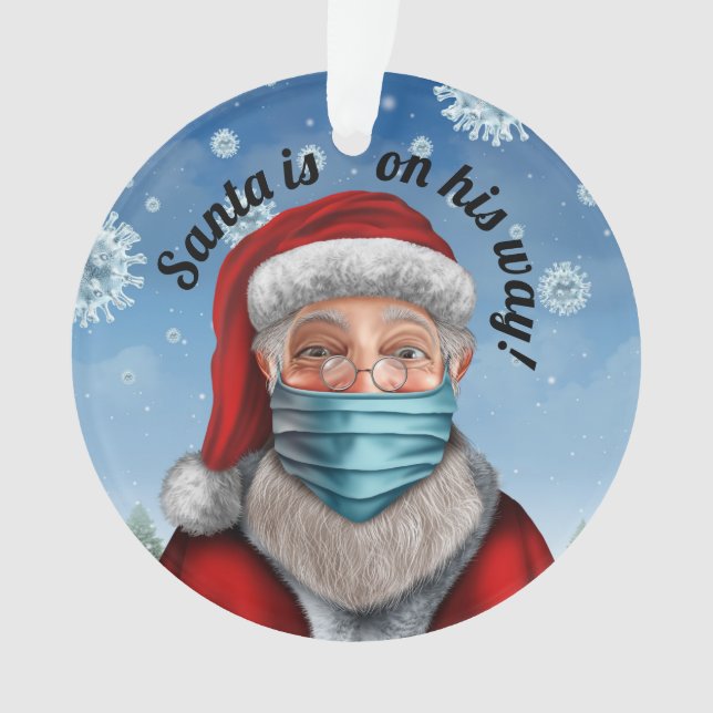 Santa with Face Mask 2 Ornament (Front)