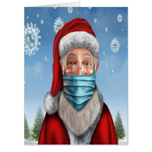 Santa with Face Mask 3  BIG CARD