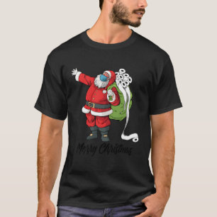 Santa With Face Mask And Toilet Paper Funny Christ T-Shirt