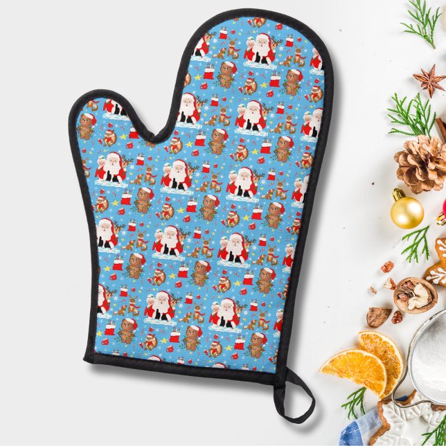 Santa With Forest Animals  Oven Mitt (Creator Uploaded)