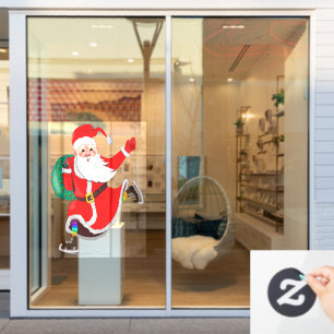Santa with Gifts Christmas Window Cling