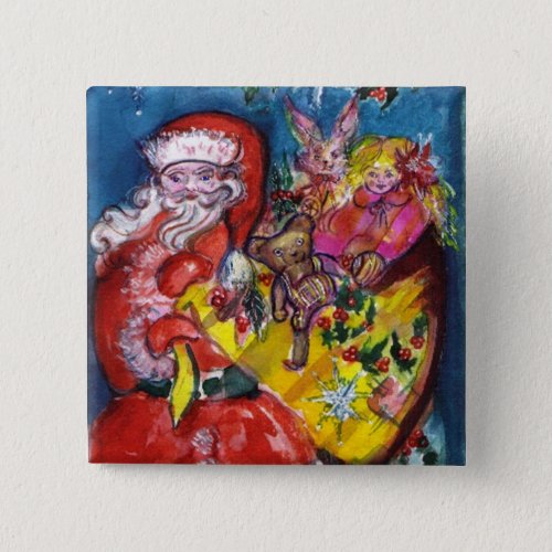 SANTA WITH GIFTS PINBACK BUTTON