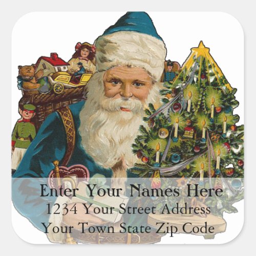 Santa With Gifts Vintage Christmas Address Label