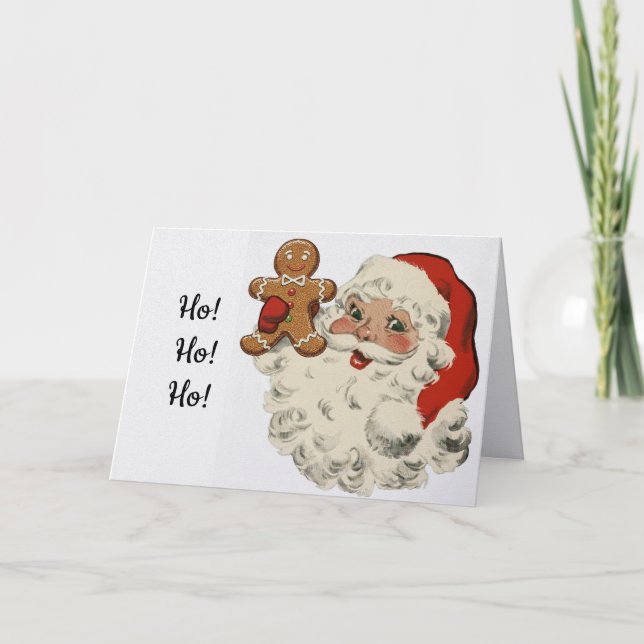 Santa With Gingerbread Man Christmas Card (Front)