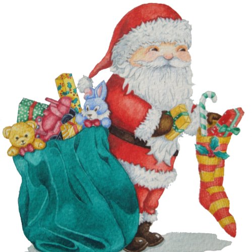 santa with green sack filled with christmas gifts christmas stocking