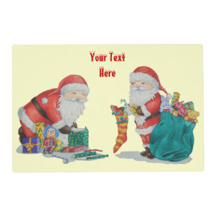 santa with green sack getting ready for christmas placemat