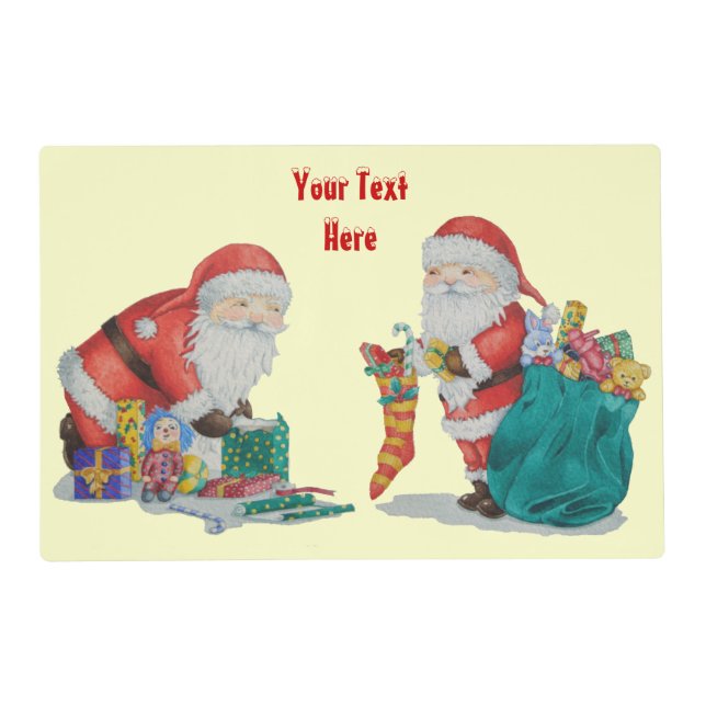 santa with green sack getting ready for christmas placemat (Front)