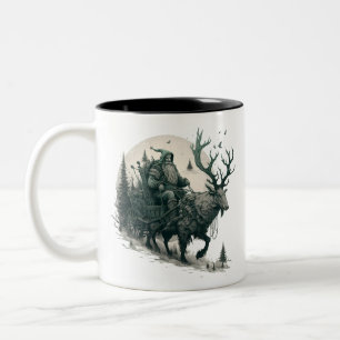 Santa with Irish Elk Two-Tone Coffee Mug