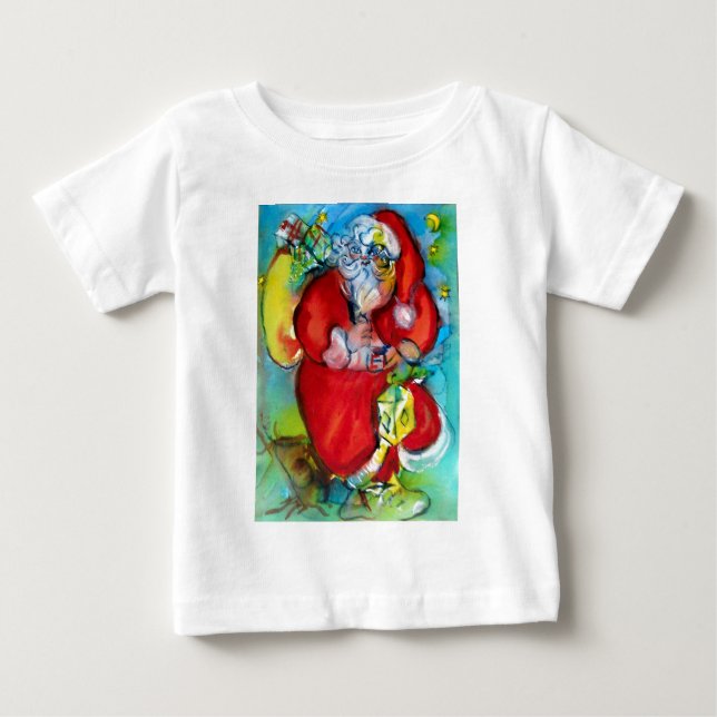 SANTA  WITH LANTERN IN THE CHRISTMAS NIGHT BABY T-Shirt (Front)