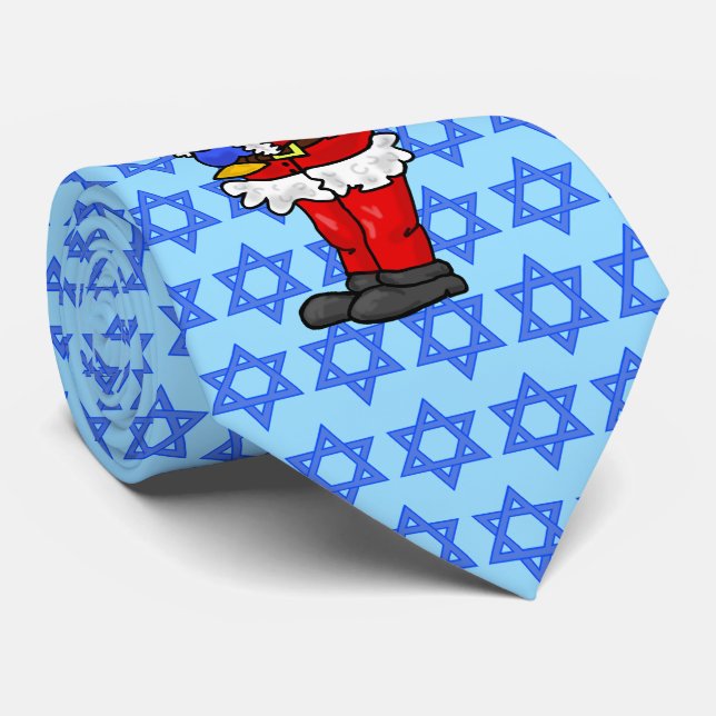Santa with Menorah Chrismukkah Tie (Rolled)