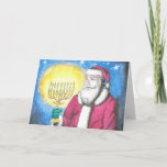 Santa With Menorah Holiday Card at Zazzle