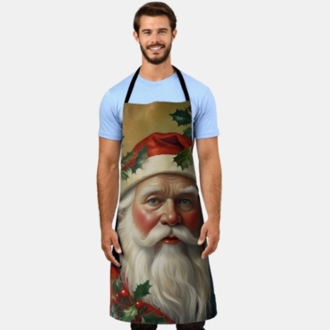 Santa With Mistletoe Apron (Apron 100% polyester machine washable.

)