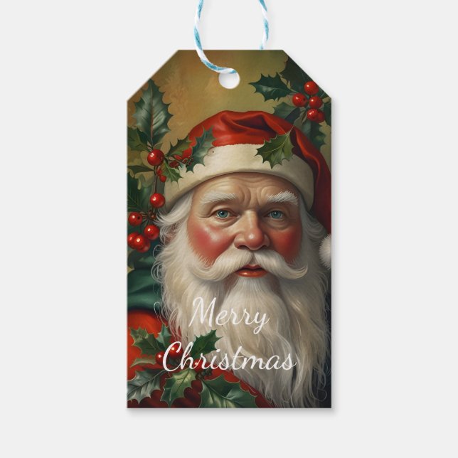 Santa With Mistletoe Gift Tags (Front)