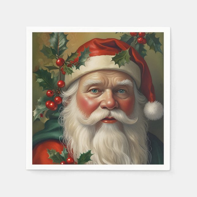 Santa With Mistletoe Napkins (Front)