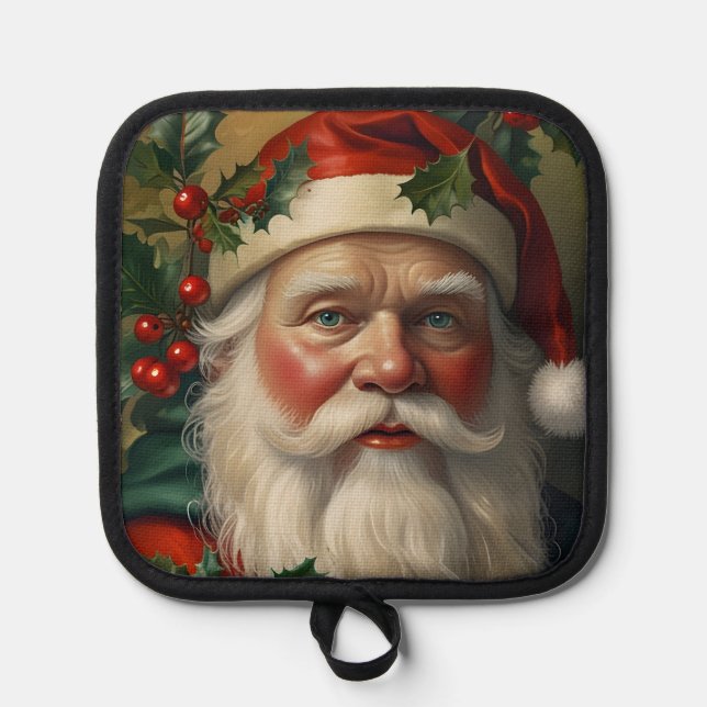 Santa With Mistletoe Pot Holder (Front)