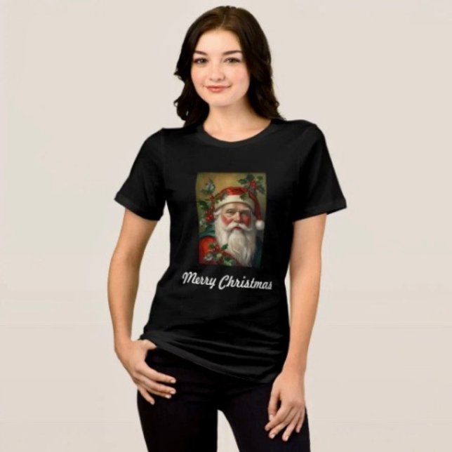 Santa With Mistletoe Tri-Blend Shirt (Comfy tri-blend women’s tee feminine fit, scoop neck, short sleeves, relaxed fit.  
)