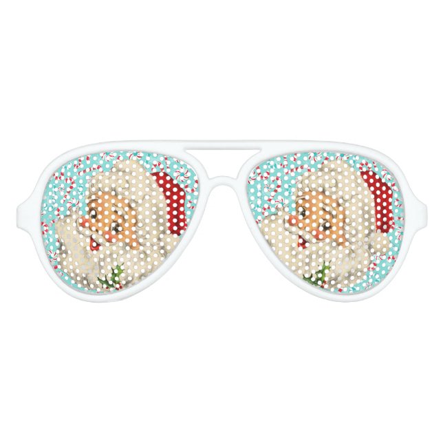 Santa with Peppermints Aviator Sunglasses (Front)