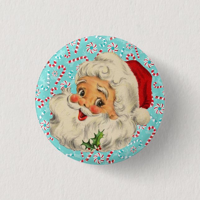 Santa with Peppermints Button (Front)