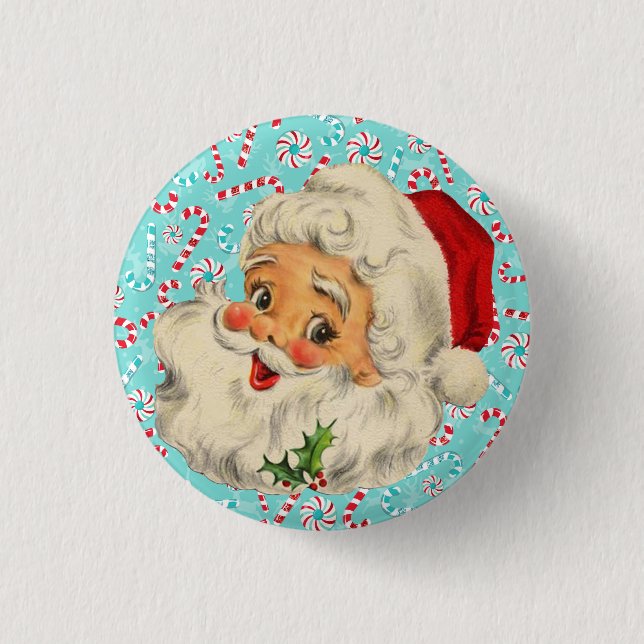 Santa with Peppermints Button (Front)