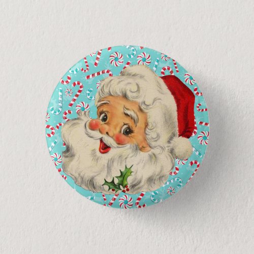 Santa with Peppermints Button