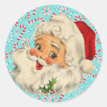 Santa with Peppermints Classic Round Sticker