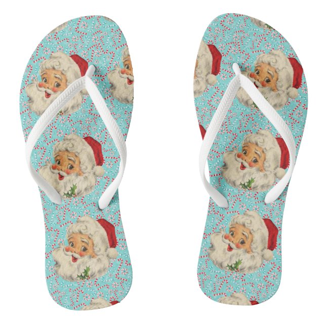 Santa with Peppermints Flip Flops (Footbed)