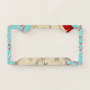 Santa with Peppermints License Plate Frame