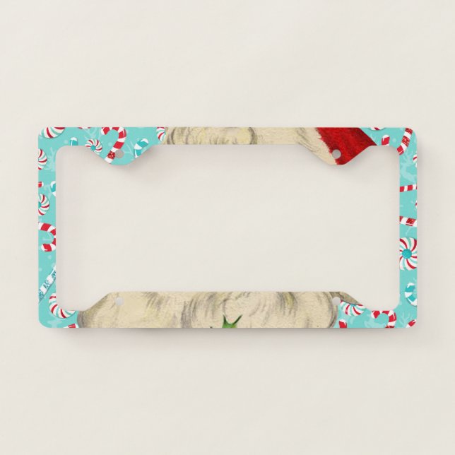 Santa with Peppermints License Plate Frame (Front)