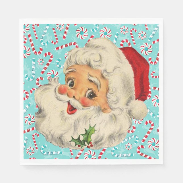 Santa with Peppermints Napkins (Front)