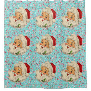 Santa with Peppermints Shower Curtain