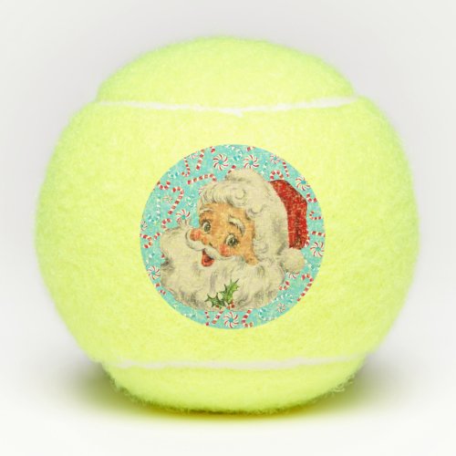 Santa with Peppermints Tennis Balls