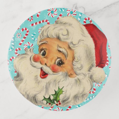 Santa with Peppermints Trinket Tray