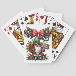 Santa with Poinsettia Christmas Poker Cards