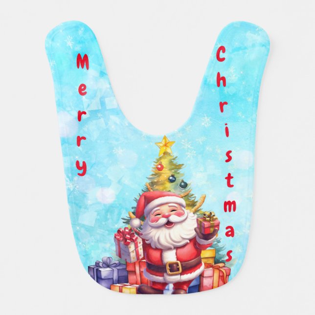 Santa with presents baby bib (Front)